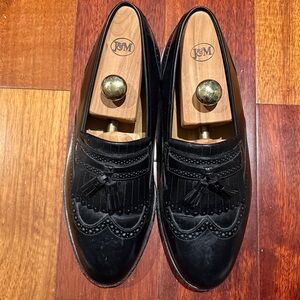 Men's Bostonian Leather Tassel Black Loafer Dress Shoes Slip on  10.5 Shoe Trees